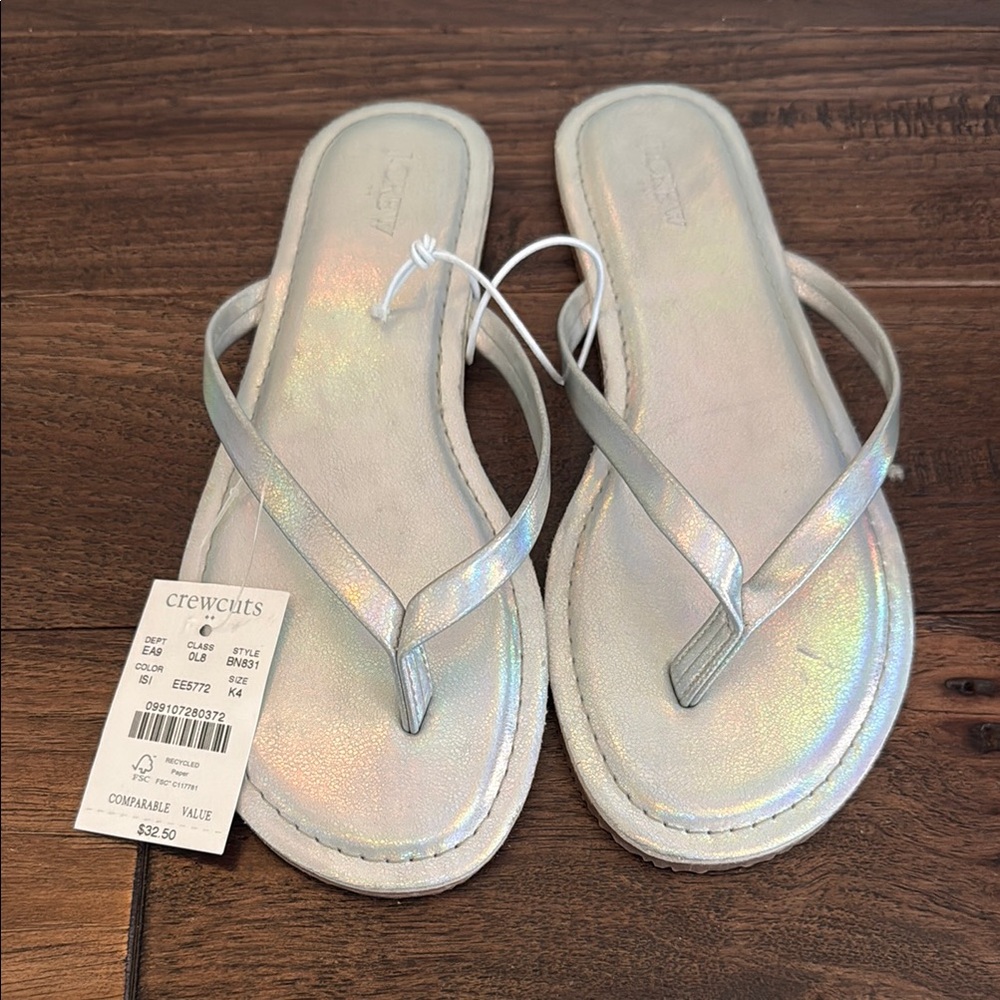 J Crew / Crewcuts Silver Holographic Women's Sandals, Women’s 5 or Girls 4